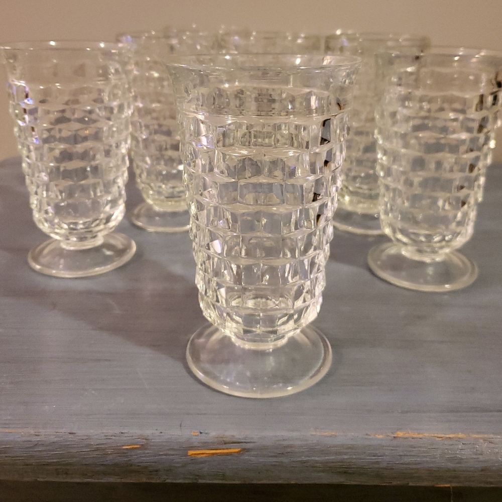 Indiana Glass Flared Rim Cubist Drinking Glasses